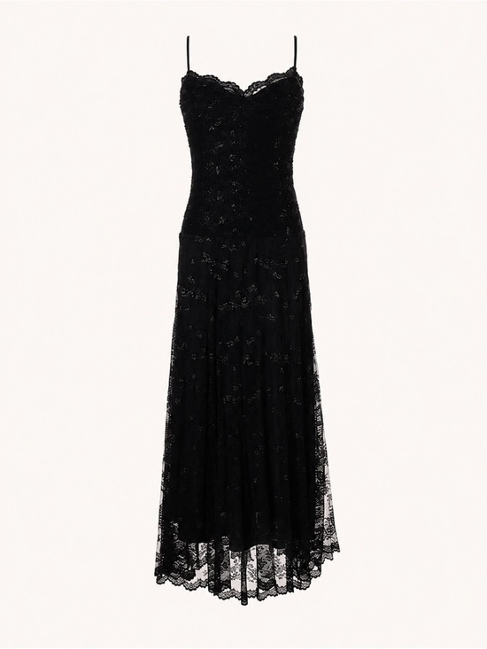 Betsey Johnson Dresses & Skirts - Betsy Johnson Vintage Black Lace Slip Dress Y2K Sheer Midi Cocktail Size 4